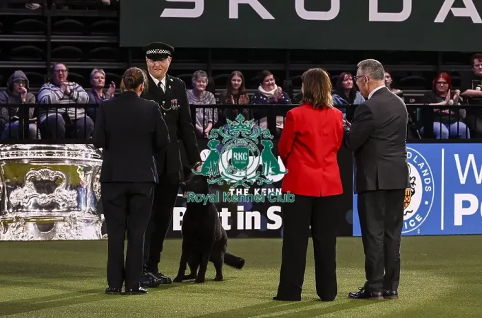 Framed Print : Winner of the Police Dog Team Operational & humanitarian Action of the Year Award Toby Spires with Tsar