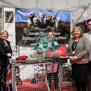 The Caledonian Dandie Dinmont Terrier Club being awarded the Best Discover Dogs Stand for the Terrier Group at Crufts on Sunday 10th March 2024 by Alison Scutcher, Nicky Ackerley-Kemp (Directors at The Kennel Club) and Ricky Furnell from Royal Canin The Caledonian Dandie Dinmont Terrier Club being awarded the Best Discover Dogs Stand for the Terrier Group at Crufts on Sunday 10th March 2024 by Alison Scutcher, Nicky Ackerley-Kemp (Directors at The Kennel Club) and Ricky Furnell from Royal Canin