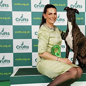 Ina Koulermou from Germany with Aya, a Great Hound, which was the Best of Breed winner today (Saturday 11. 03. 23), the third day of Crufts 2023, at the NEC Birmingham