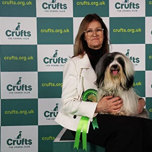 Jennifer Harper from London with Jovi, a Havanese, which was the Best of Breed winner today (Sunday 12. 03. 23), the last day of Crufts 2023, at the NEC Birmingham