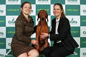 Official photos from Crufts 2023: Adela Zafar and Eva Ticha from Woking with Hunter, a Hungarian Vizsla