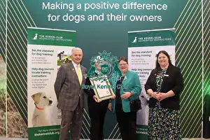 Christine Meaney receiving her KCAI certificate for Assistance Dogs with Paul Rawlings, Helen Kerfoot and Angela White, KCAI Vice Chair