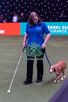 Good Citizen Dog Training Scheme Prints: Elizabeth Rawlinson with her dog River competing in Good Citizen Dog Training scheme display in the main arena