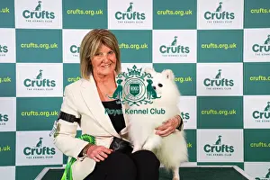 Fiona Grayer from Sussex, with Henri, a German Spitz (Klein), which was the Best of Breed winner today (Sunday 12. 03. 23), the last day of Crufts 2023, at the NEC Birmingham