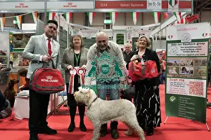 The Italian Spinone Club being awarded the Best Discover Dogs Stand for the Gundog Group and the Overall Runner Up at Crufts on Sunday 10th March 2024 by Alison Scutcher