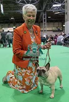 French Bulldog Prints: Jackie Mavro-Micaelis with Nono a French Bulldog who was competing today (Friday 07/03/25)