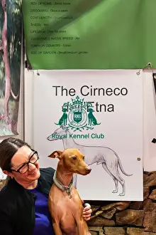 Hall 3 Prints: Kyro The Cireco dell'Etna With Owner Caroline Discover Dogs Kyro The Cireco dell'Etna With Owner Caroline