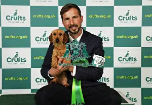 Noel Garrigos from Spain with Llimona, a Dachshund (Miniature Wire Haired), which was the Best of Breed winner today (Saturday 11. 03. 23), the third day of Crufts 2023, at the NEC Birmingham