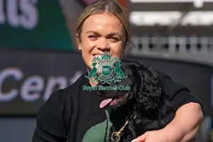 Ellie Simmonds Prints: Paralympian Ellie Simmonds with Cocker Spaniel puppy Kipling at the launch of Crufts 2025