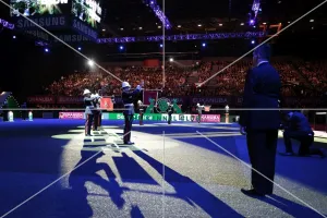 Picture shows Royal Marines Band as they open the Best in Show final today (Sunday 08