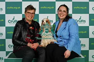 Rebecca Govik and Theres Johansson from Sweden with Barra, a Cocker Spaniel, which was the Best of Breed winner today (Thursday 09. 03. 23), the first day of Crufts 2023, at the NEC Birmingham