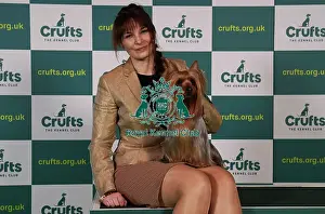 Saana Telkkala from Finland with Keksi, an Australian Silky Terrier, which was the Best of Breed winner today (Sunday 12. 03. 23), the last day of Crufts 2023, at the NEC Birmingham