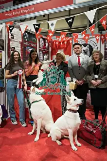 The White Swiss Shepherd Club being awarded the Best Discover Dogs Stand for the Pastoral Group and the Overall Winner for the Best Discover Dogs Stand at Crufts on Sunday 10th March 2024 by Alison Scutcher